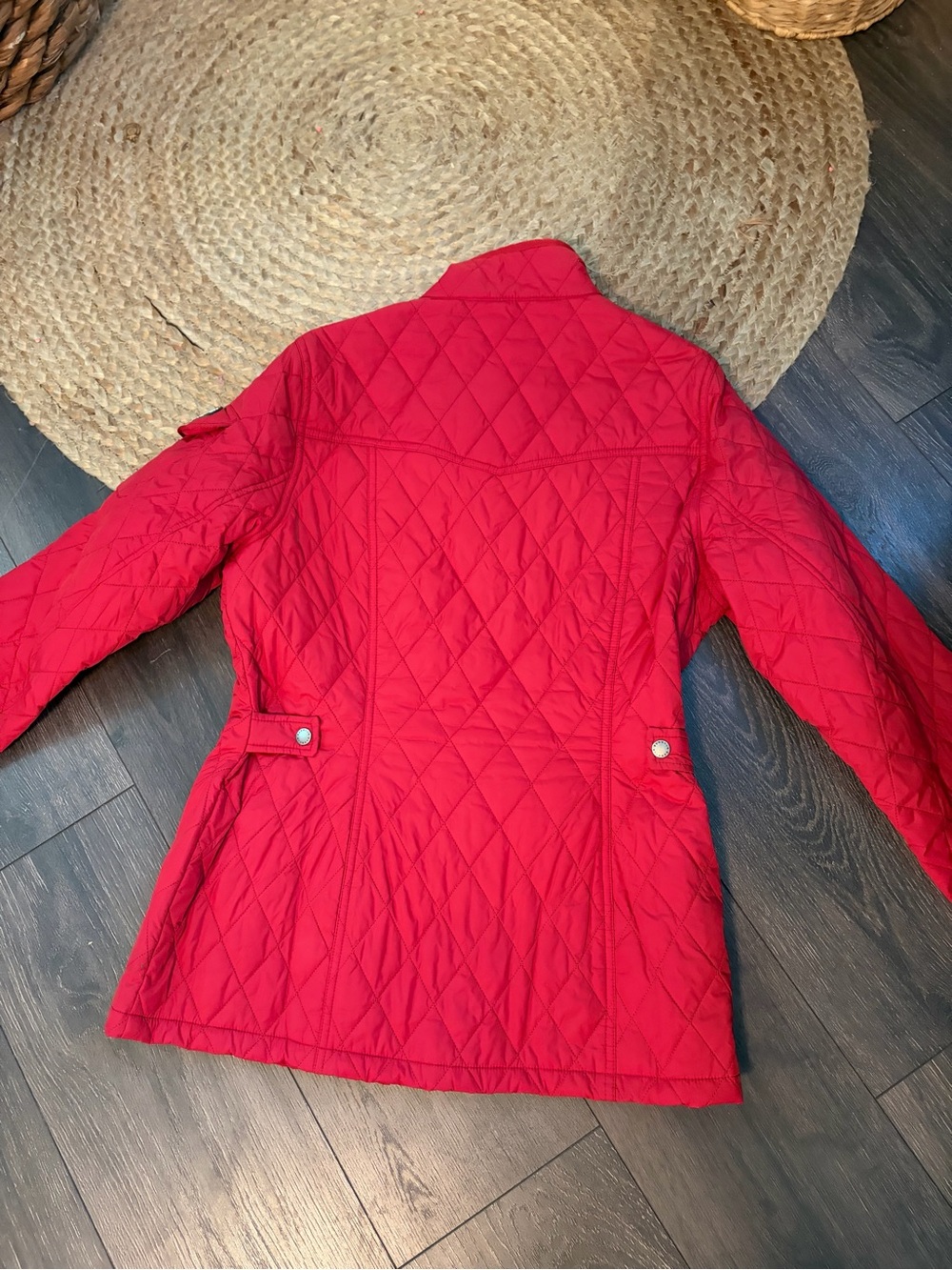 Barbour Bright Red Quilted Field Jacket - Picture 9 of 9